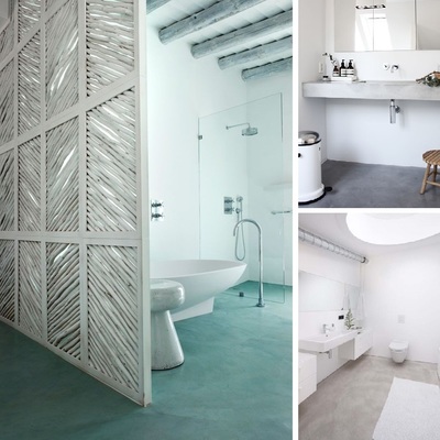 Baños con suelos vinílicos y de microcemento