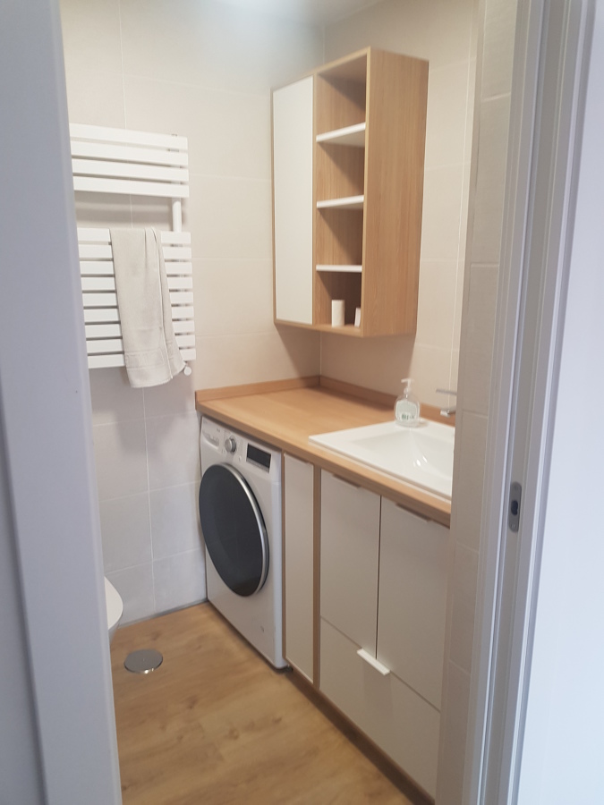 Mar.22- Mini baño con lavadora y mueble de lavabo de diseño
