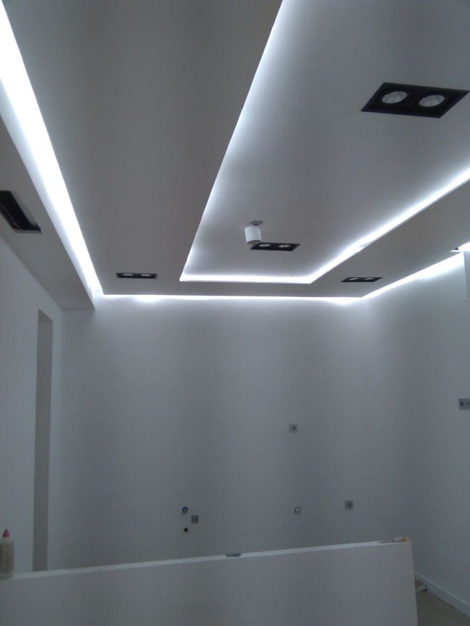 techo doble pladur con tiras de led