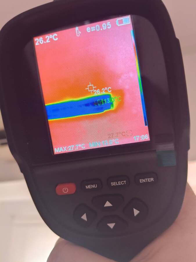 Instalación de aire acondicionado, inspección termográfica