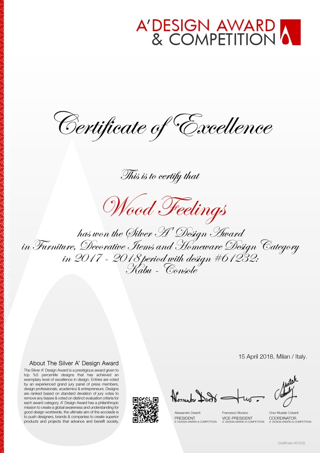 CERTIFICADO PREMIO A DESIGN AWARD 2017-2018