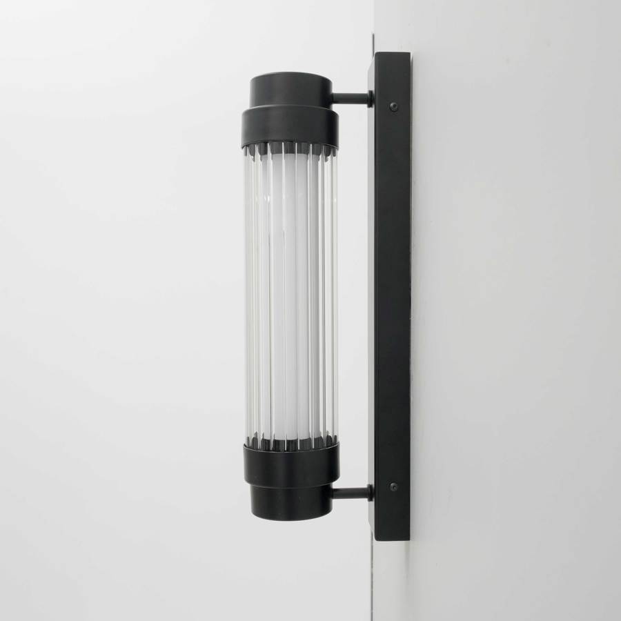 Aplique de pared cilindro cristal rayado negro mate