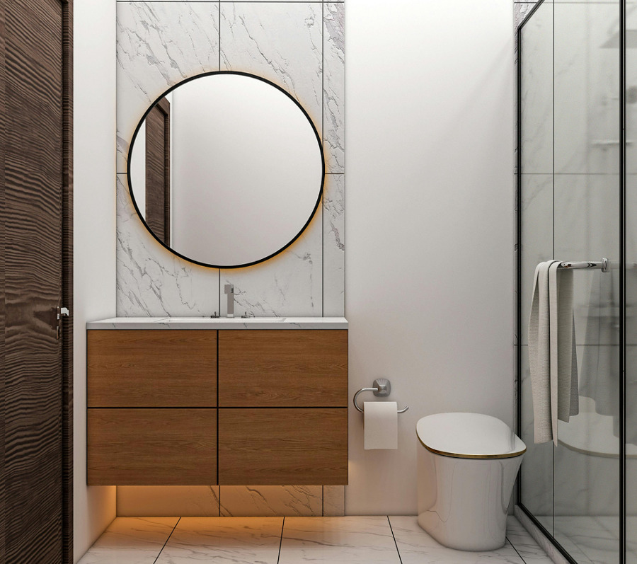 Baño madera natural