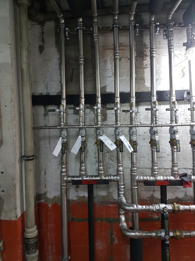 batería de contadores en acero inoxidable