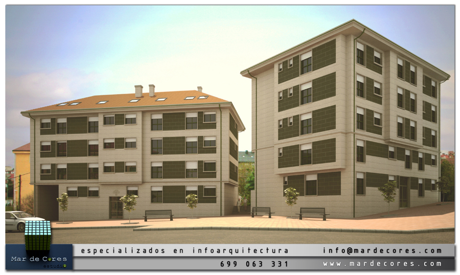 Bloque de viviendas en 3d