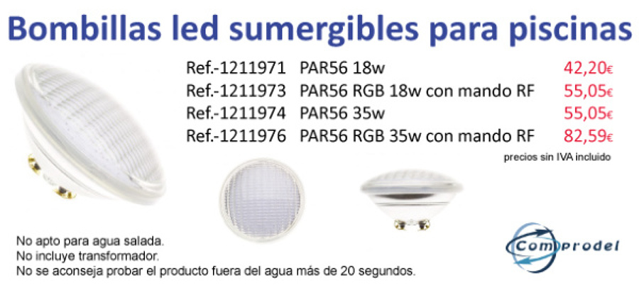 Bombilla led sumergibles para piscinas.