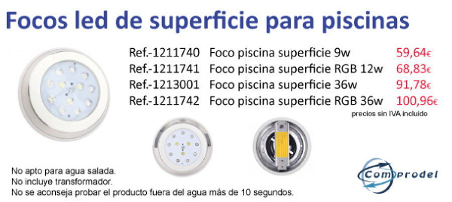 Bombilla led de superficie sumergibles para piscinas.