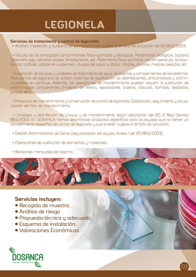 Servicios y tratamiento de control de Legionella