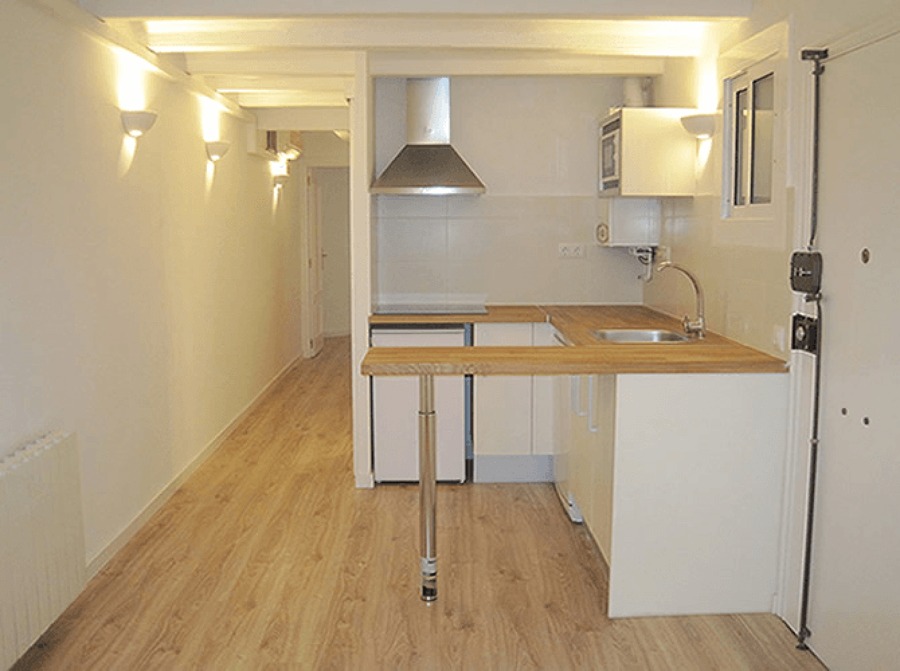Cocina con bancada