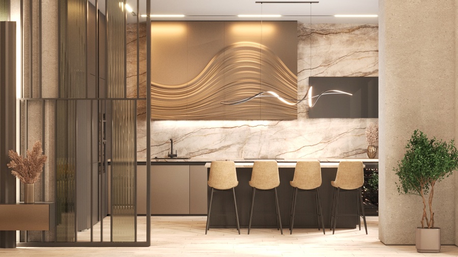 Cocina moderna con isla — proyecto integral