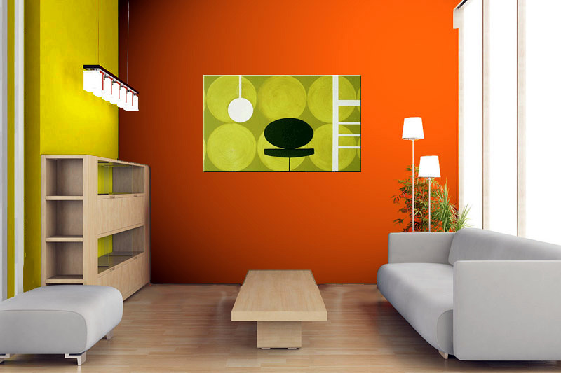 Cuadro estilo retro en tonos verde