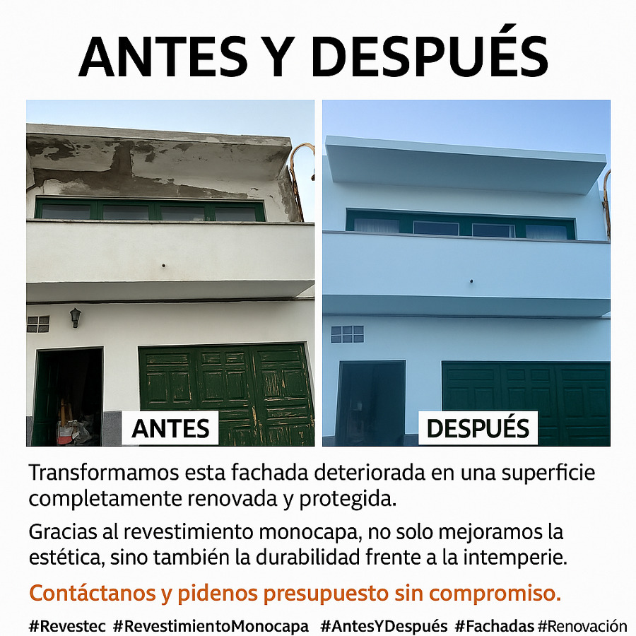 Antes y después rehabilitación de fachada frente al mar