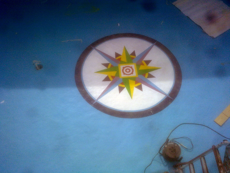 dibujo pintado en poliester