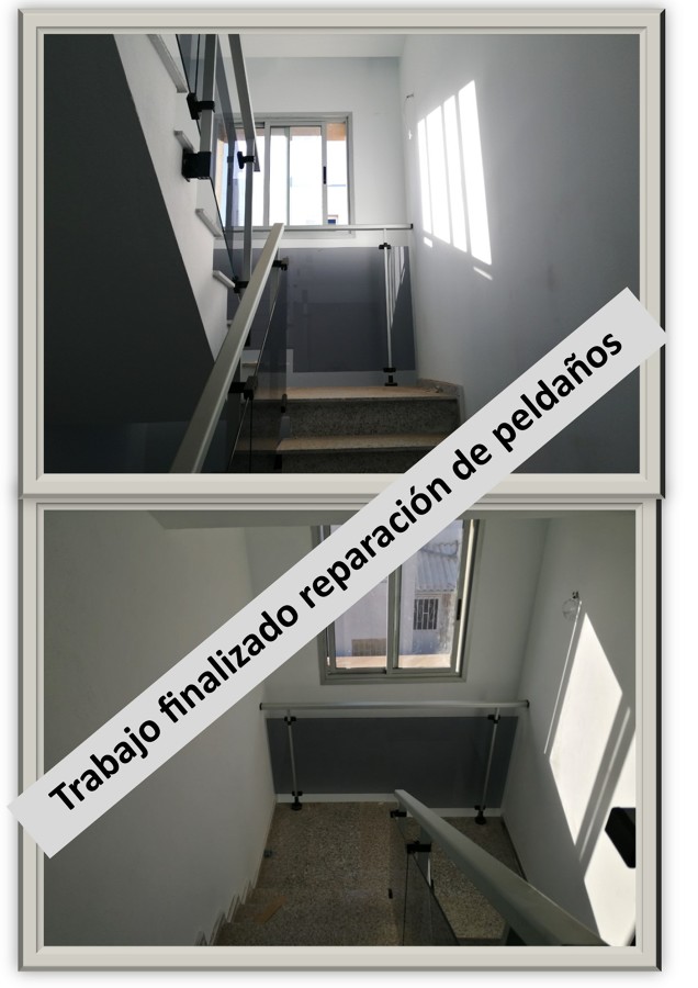 Terminado pladur, pintura y repación de peldaños de escalera.