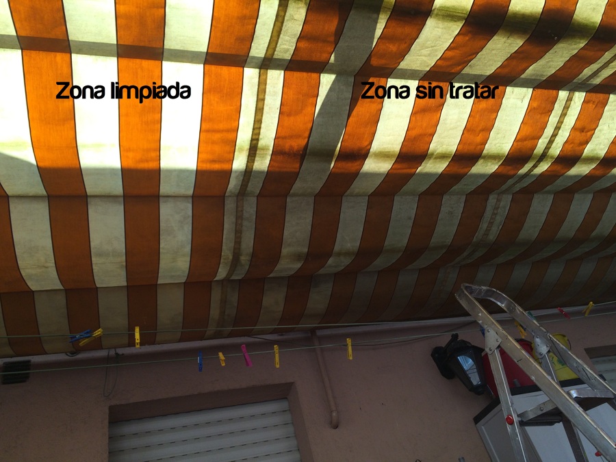 Limpieza de pergola con moho