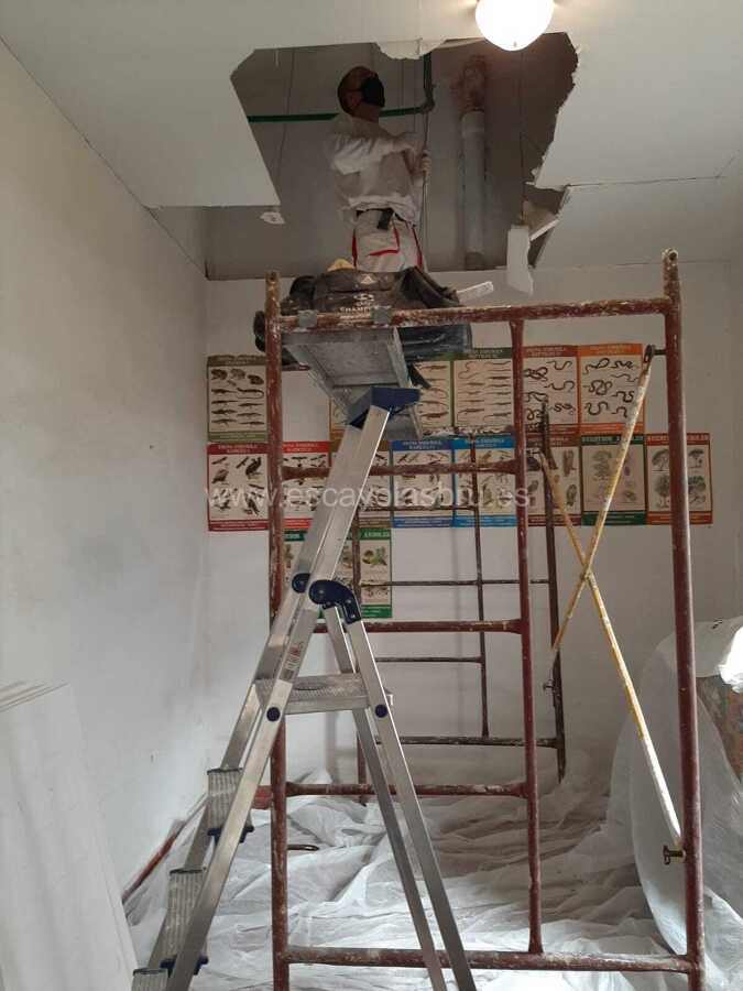 Reparacion de techo de escayola en local comercial