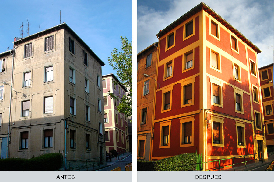 Rehabilitación de fachada en edificio residencial.