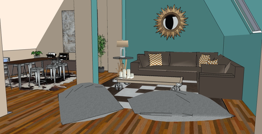 Propuesta 3D para decoración de buhardilla