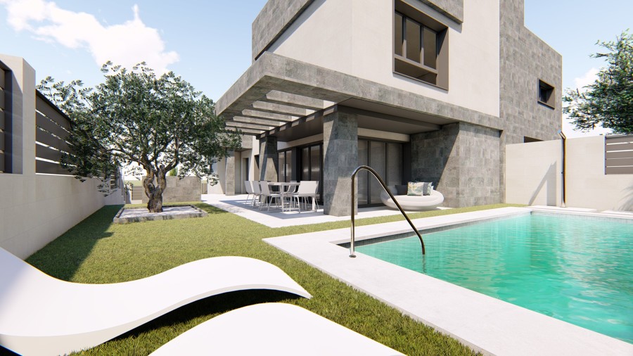 Vivienda unifamiliar pareada y paisajismo