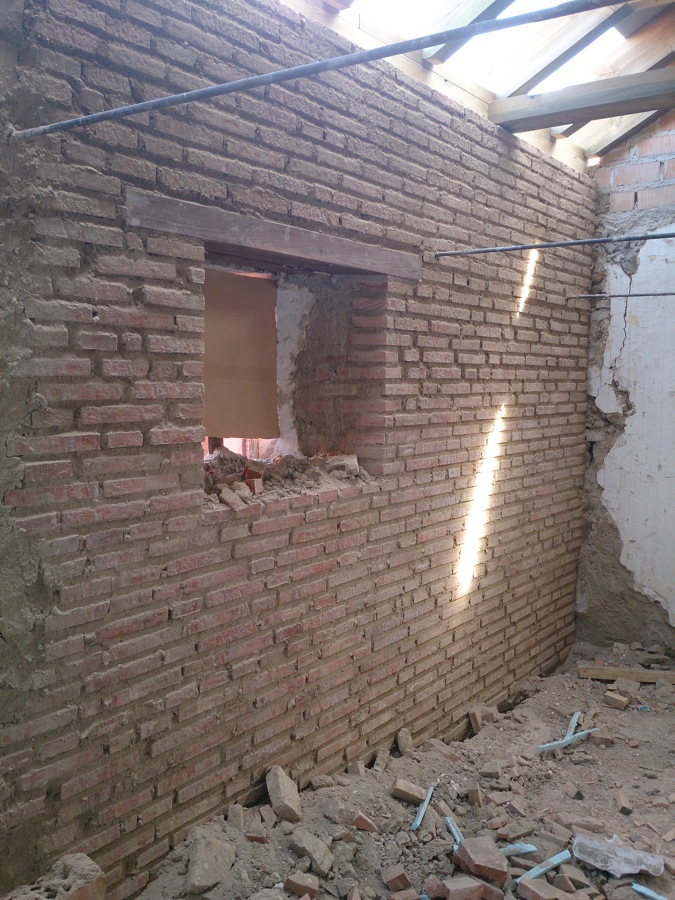pared ladrillo rustico cocinilla