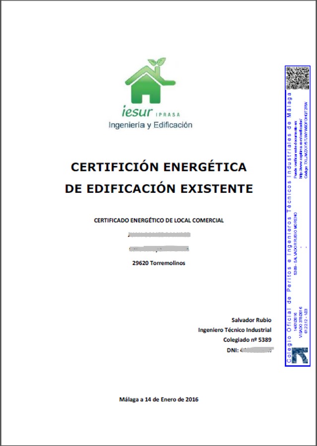 CERTIFICADOS ENERGÉTICOS DE EDIFICACIÓN EXISTENTE