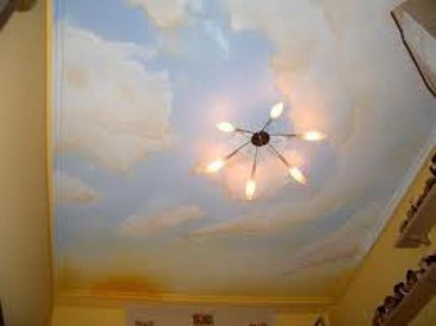 pintura en techo inmitacion a cielo
