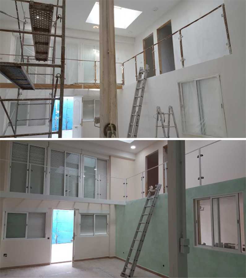 Salón realizado liso y decorado en Arteco verde