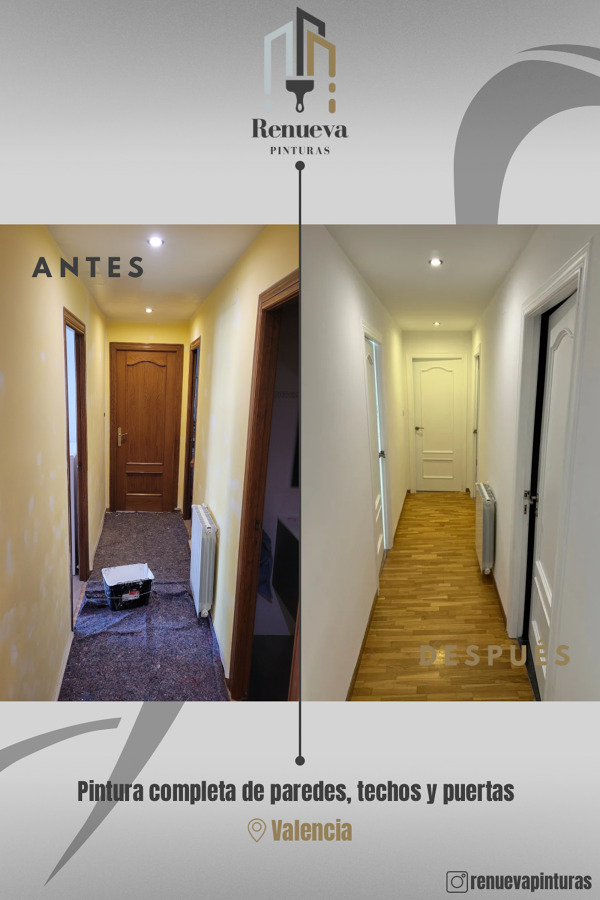 Pintura completa de paredes, techos y puertas