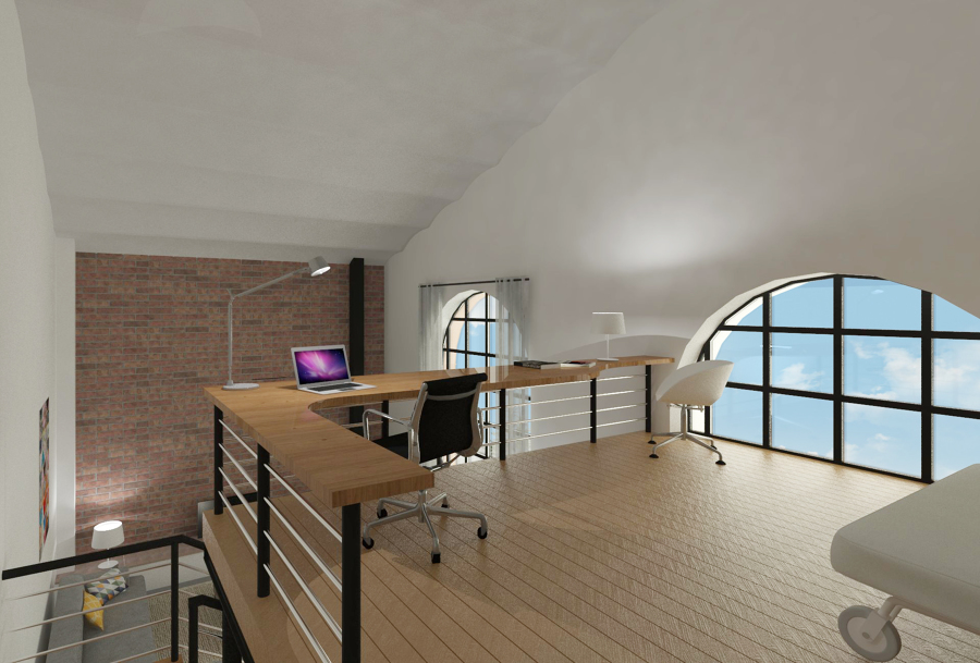 Render de un Proyecto de reforma de una nave industrial en Girona.