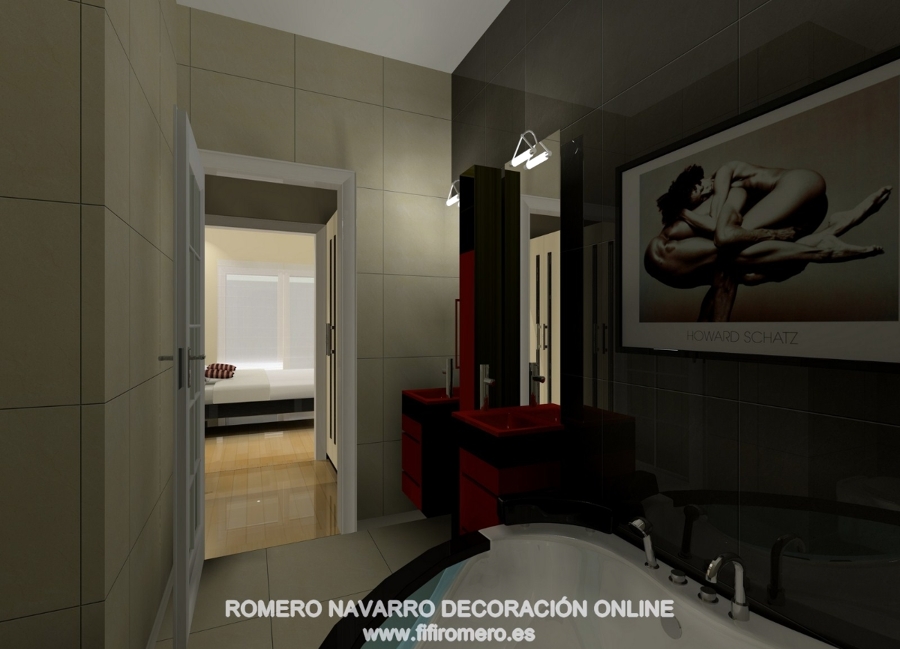 Foto: Monocapa Raspado Color Rojo y Recercados Marfil de Estucados