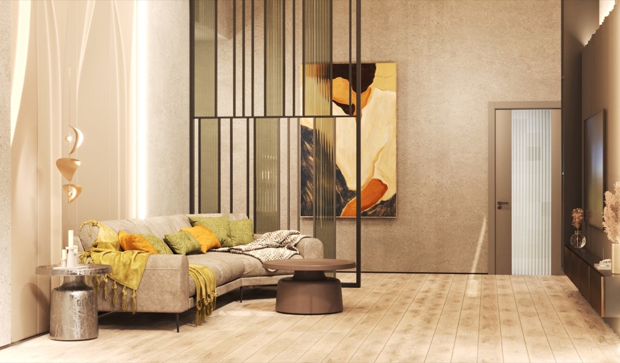 Salón de doble altura — vivienda de lujo