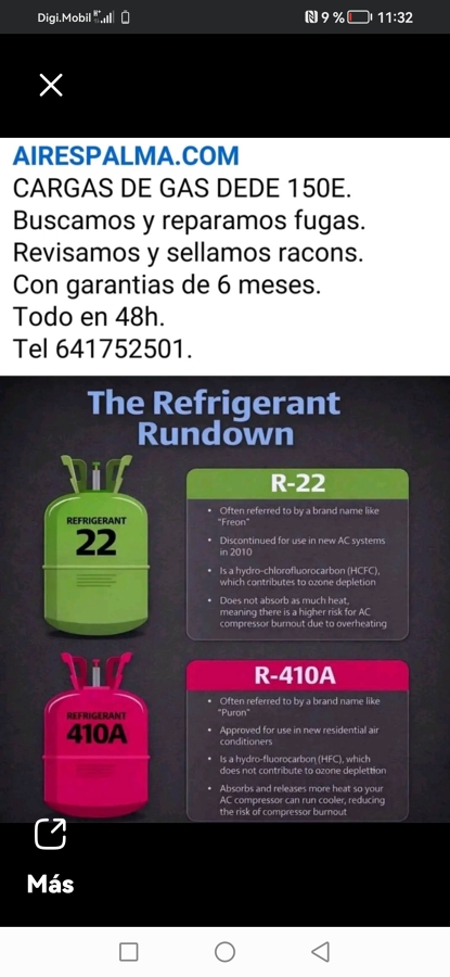 Cargas de gas r32/410