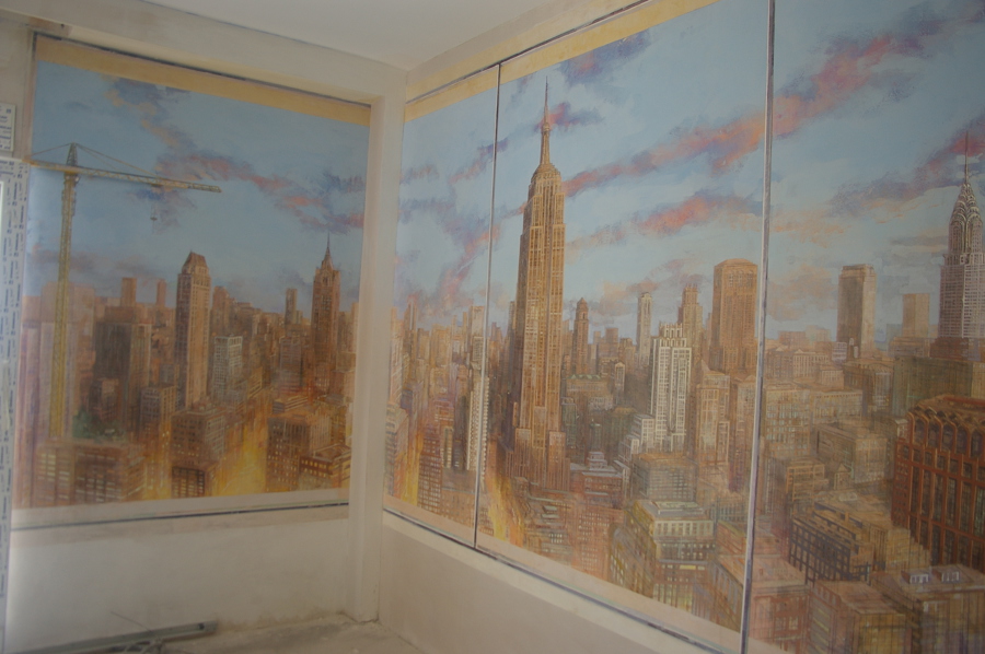 Pintura mural, skyline de Manhattan