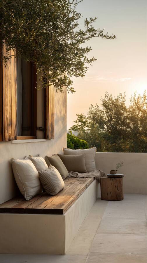 Terraza de estar de estilo vintage
