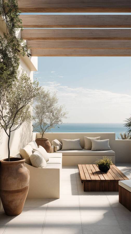 Terraza de estar con vistas al mar