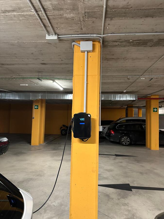Cargador de vehículo eléctrico, vista alejada