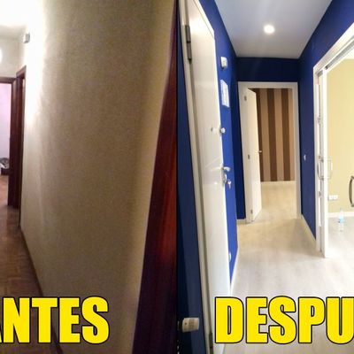 Pasillo antes y después de la obra