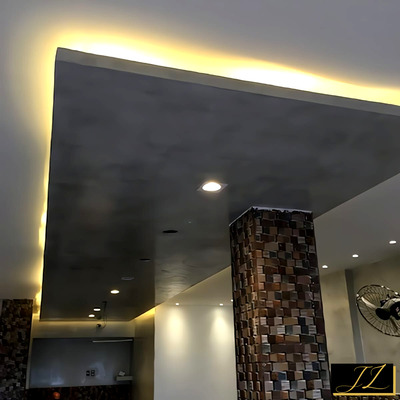 Techo de pladur con efecto estuco veneciano y leds