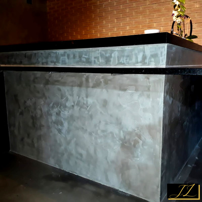 Barra americana de pladur con efecto estuco veneciano