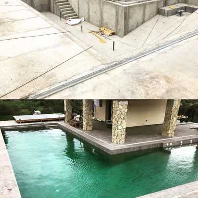 resultado final de la construcción de la piscina