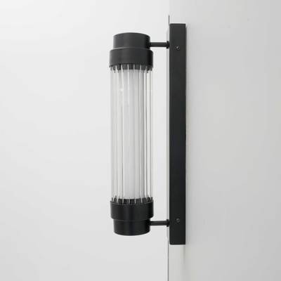 Aplique de pared cilindro cristal rayado negro mate