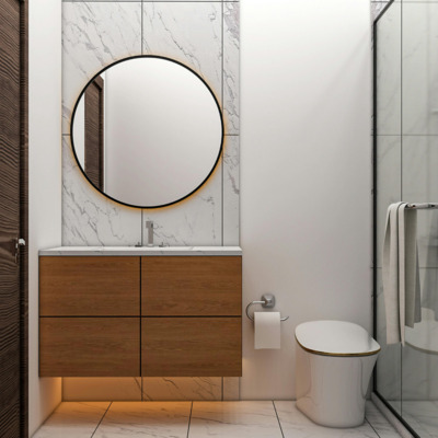 Baño madera natural