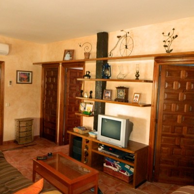 decoracion de salon en "brisa" y realizacion de mural de escayola imitado a madera