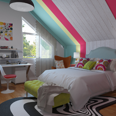 Dormitorio con zona de trabajo