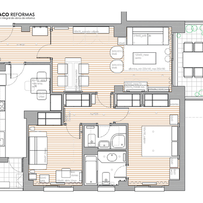 Estudio de distribución interior y amueblamiento de vivienda