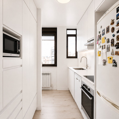 Cocina Ikea doble frente minimalista
