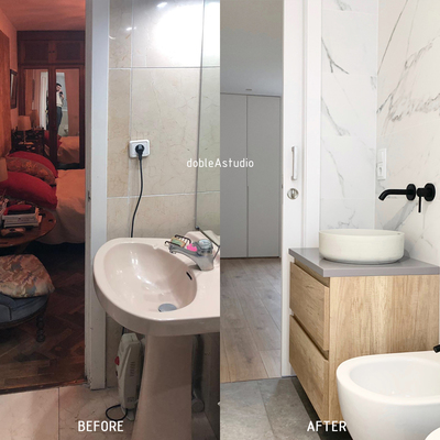 Antes y Después en Lavabo del Baño principal de vivienda
