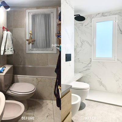 Antes y Después en Baño principal de vivienda