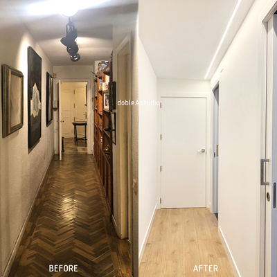 Antes y Después en Pasillo de vivienda