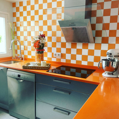 Cocina preparada para reportaje fotográfico